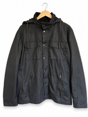 Utility Field Jacket Military Grunge Hooded Black XL